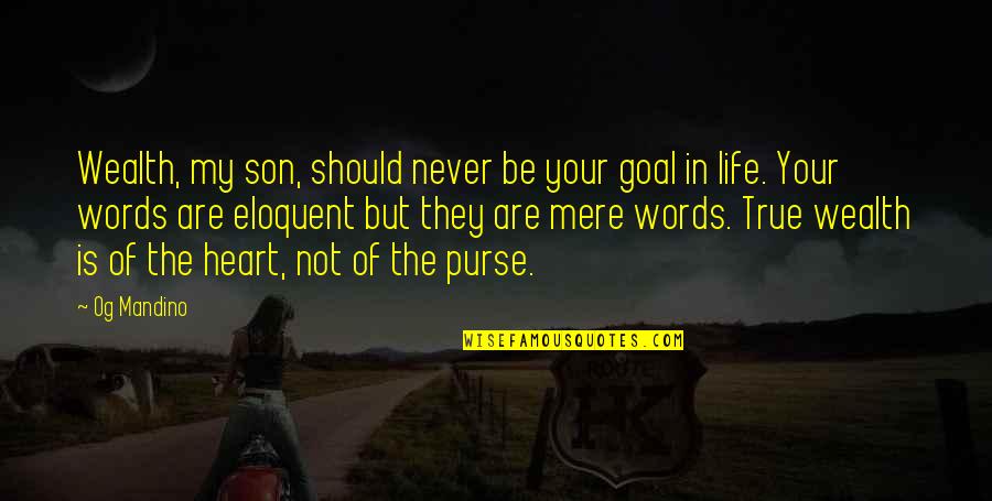 My Goals In Life Quotes By Og Mandino: Wealth, my son, should never be your goal My Goals In Life Quotes By Og Mandino: Wealth, my son, should never be your goal