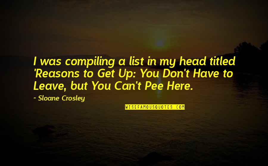 My Head Up Quotes By Sloane Crosley: I was compiling a list in my head