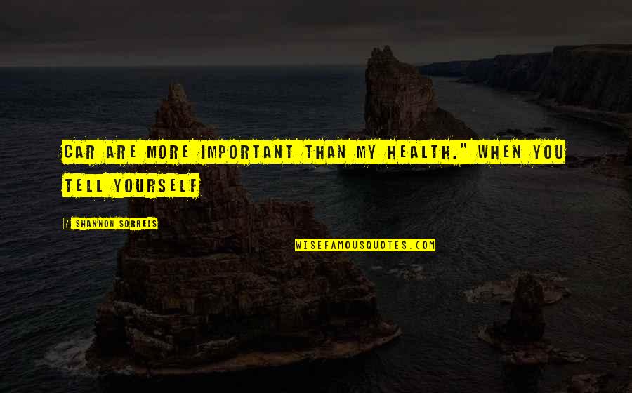 My Health Quotes By Shannon Sorrels: car are more important than my health." When