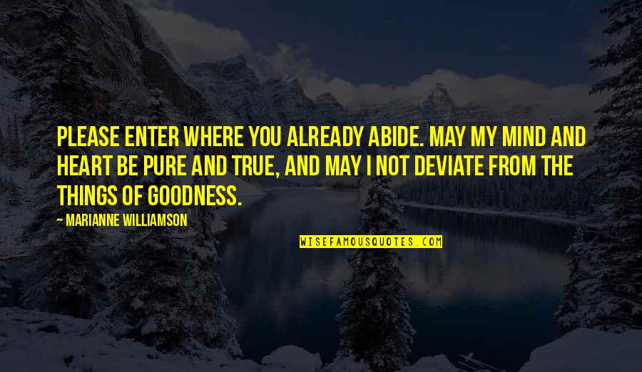 My Heart And Mind Quotes By Marianne Williamson: Please enter where You already abide. May my