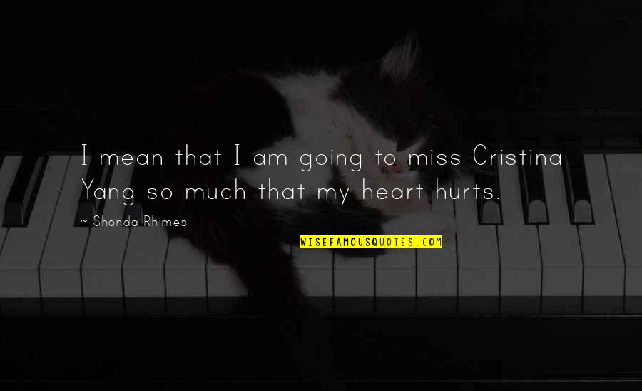My Heart Hurts So Much Quotes By Shonda Rhimes: I mean that I am going to miss