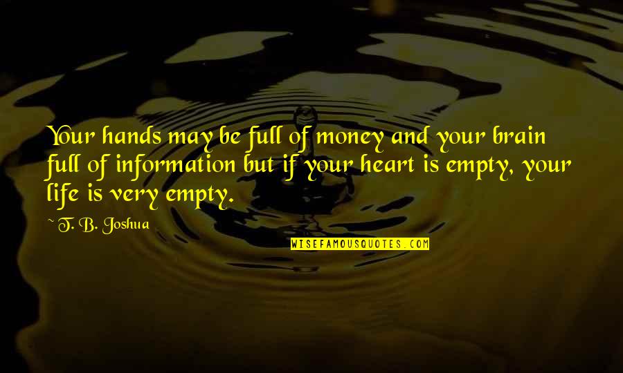 My Heart Was Full Quotes By T. B. Joshua: Your hands may be full of money and My Heart Was Full Quotes By T. B. Joshua: Your hands may be full of money and