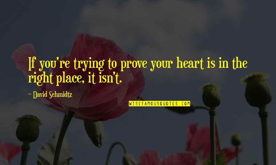 My Heart's In The Right Place Quotes By David Schmidtz: If you're trying to prove your heart is