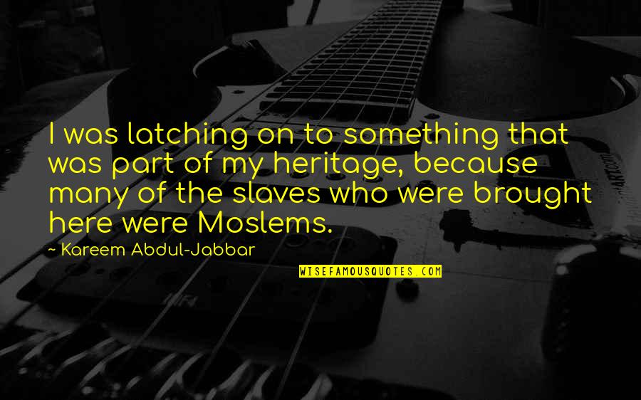 My Heritage Quotes By Kareem Abdul-Jabbar: I was latching on to something that was