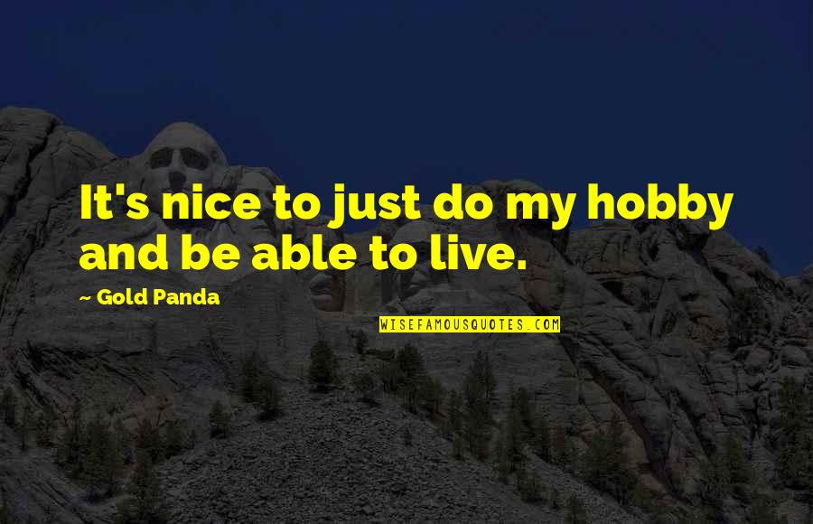 My Hobby Quotes By Gold Panda: It's nice to just do my hobby and