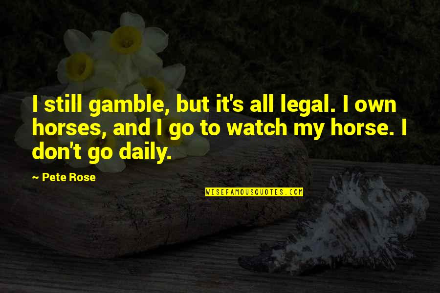 My Horse Daily Quotes By Pete Rose: I still gamble, but it's all legal. I