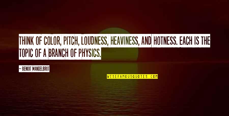 My Hotness Quotes By Benoit Mandelbrot: Think of color, pitch, loudness, heaviness, and hotness.