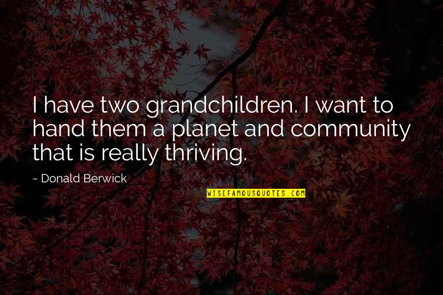 My Husband Understands Me Quotes By Donald Berwick: I have two grandchildren. I want to hand