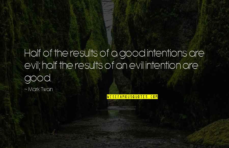 My Intentions Were Good Quotes By Mark Twain: Half of the results of a good intentions My Intentions Were Good Quotes By Mark Twain: Half of the results of a good intentions