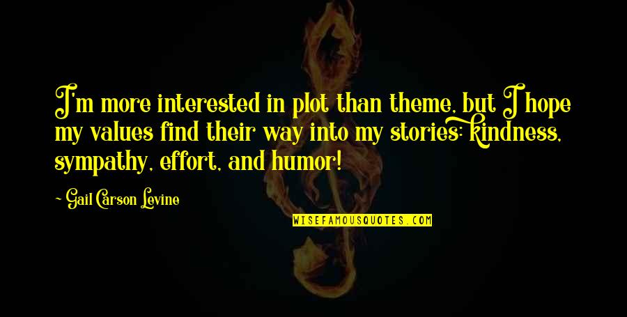 My Kindness Quotes By Gail Carson Levine: I'm more interested in plot than theme, but My Kindness Quotes By Gail Carson Levine: I'm more interested in plot than theme, but