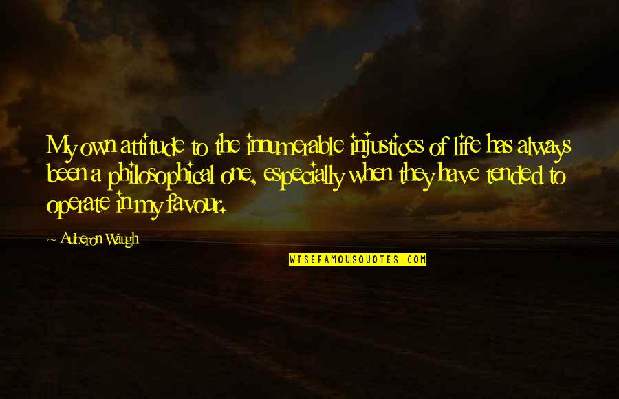 My Life Attitude Quotes By Auberon Waugh: My own attitude to the innumerable injustices of My Life Attitude Quotes By Auberon Waugh: My own attitude to the innumerable injustices of