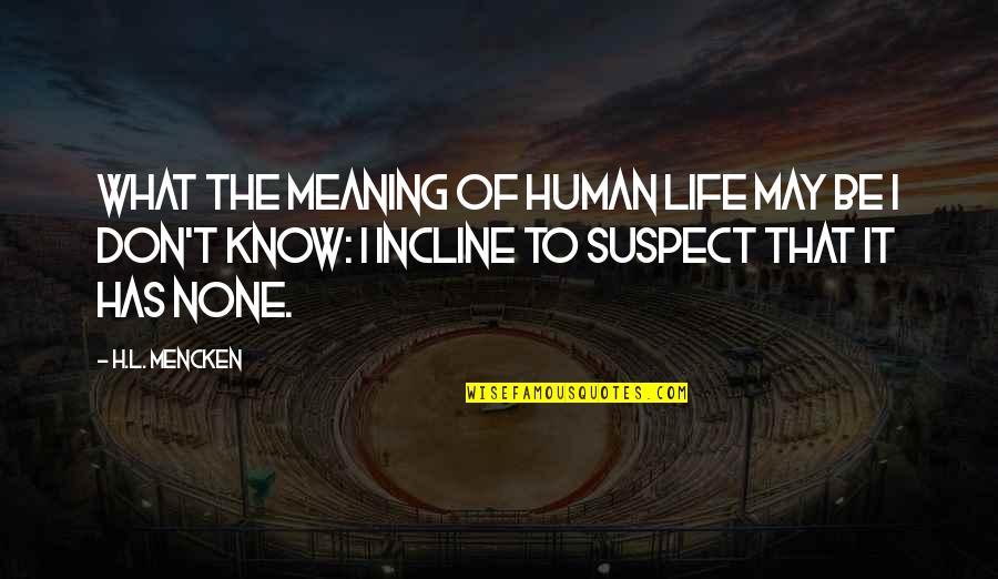 My Life Has No Meaning Without You Quotes By H.L. Mencken: What the meaning of human life may be