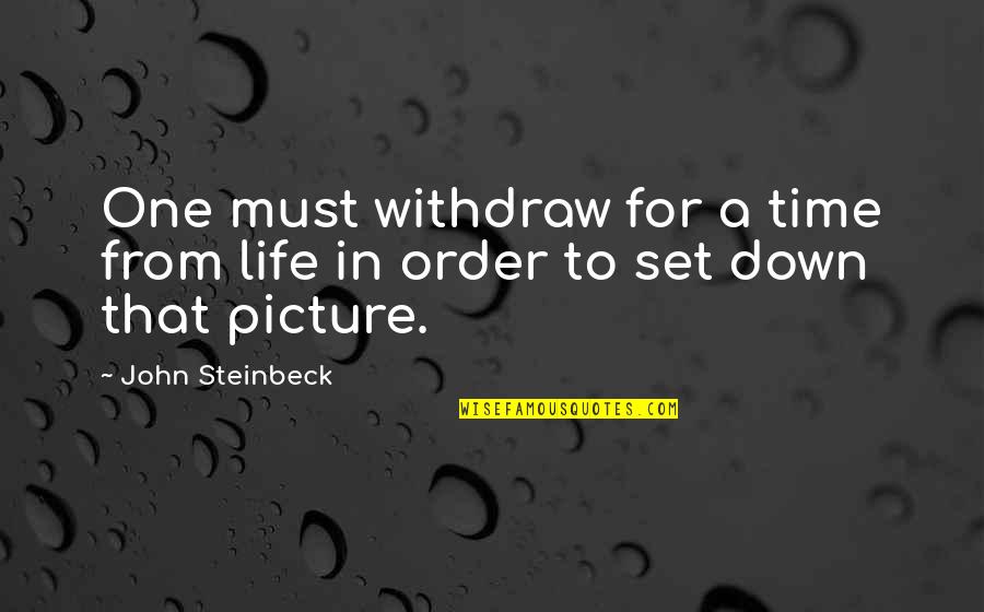 My Life In One Picture Quotes By John Steinbeck: One must withdraw for a time from life