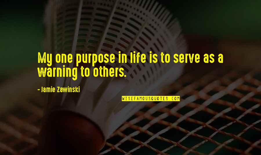 My Life In One Quotes By Jamie Zawinski: My one purpose in life is to serve