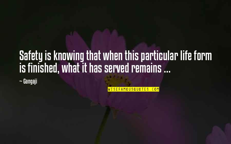 My Life Is Finished Quotes By Gangaji: Safety is knowing that when this particular life