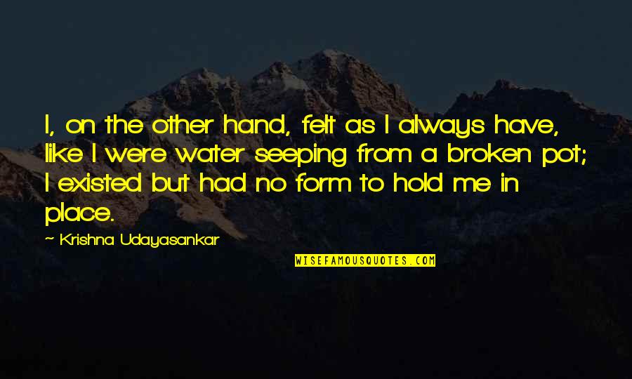 My Life Is Shattered Quotes By Krishna Udayasankar: I, on the other hand, felt as I My Life Is Shattered Quotes By Krishna Udayasankar: I, on the other hand, felt as I