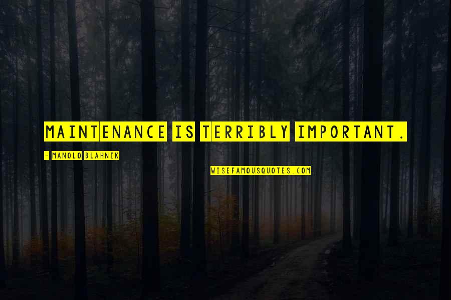 My Life Next Door Huntley Fitzpatrick Quotes By Manolo Blahnik: Maintenance is terribly important.