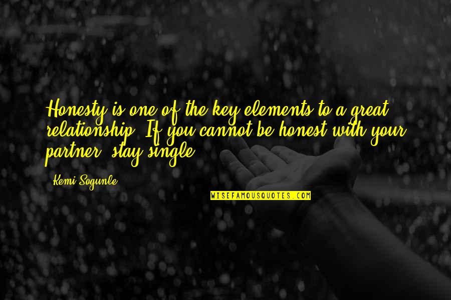 My Life Partner Quotes By Kemi Sogunle: Honesty is one of the key elements to My Life Partner Quotes By Kemi Sogunle: Honesty is one of the key elements to