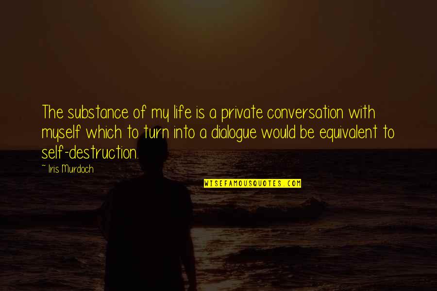 My Life Turn Quotes By Iris Murdoch: The substance of my life is a private