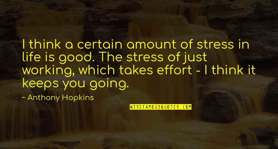 My Life's Going Good Quotes By Anthony Hopkins: I think a certain amount of stress in