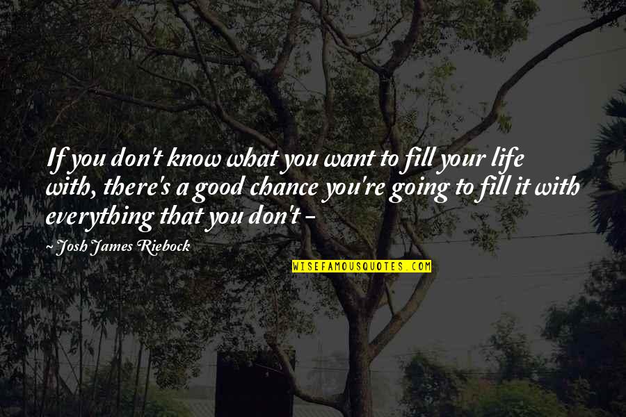 My Life's Going Good Quotes By Josh James Riebock: If you don't know what you want to