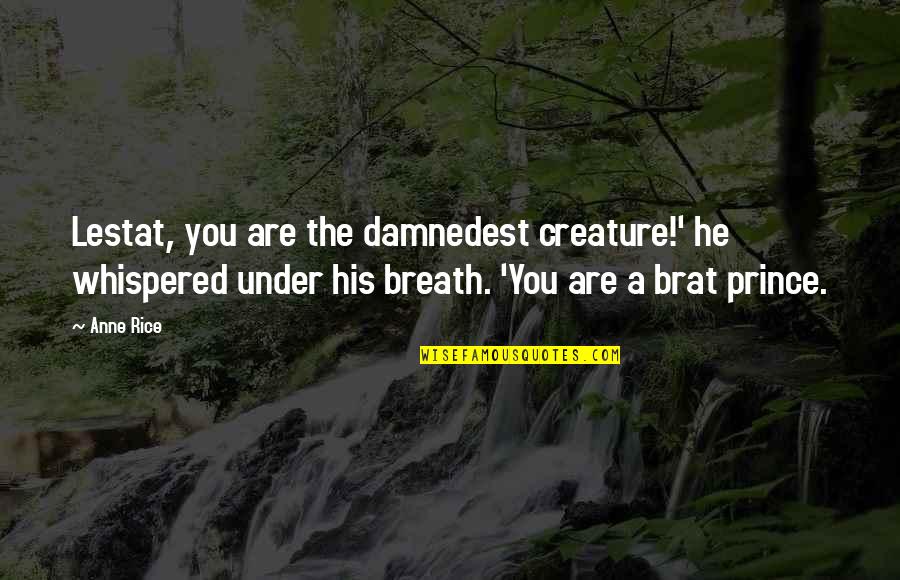 My Lobotomy Quotes By Anne Rice: Lestat, you are the damnedest creature!' he whispered