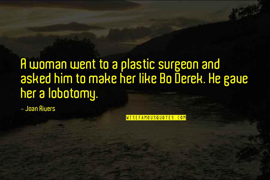 My Lobotomy Quotes By Joan Rivers: A woman went to a plastic surgeon and