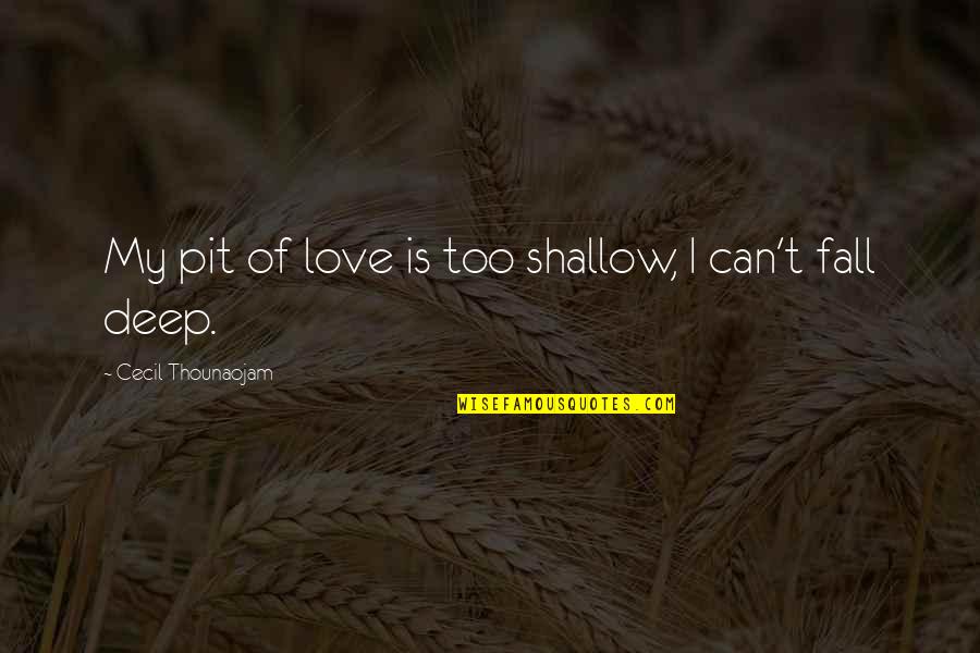 My Love Is Too Quotes By Cecil Thounaojam: My pit of love is too shallow, I