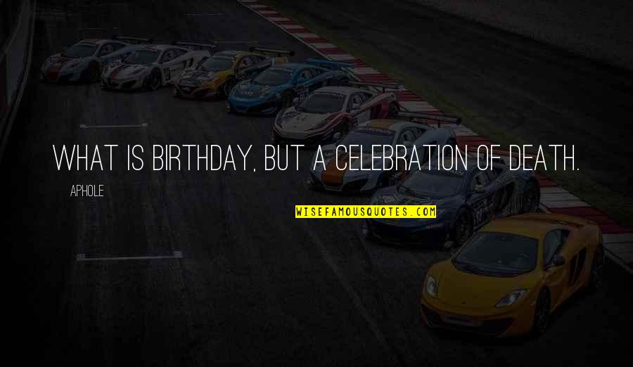 My Love's Birthday Quotes By Aphole: What is birthday, but a celebration of death. My Love's Birthday Quotes By Aphole: What is birthday, but a celebration of death.