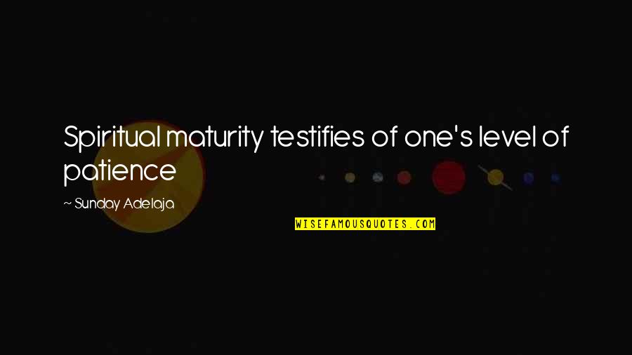 My Maturity Level Quotes By Sunday Adelaja: Spiritual maturity testifies of one's level of patience
