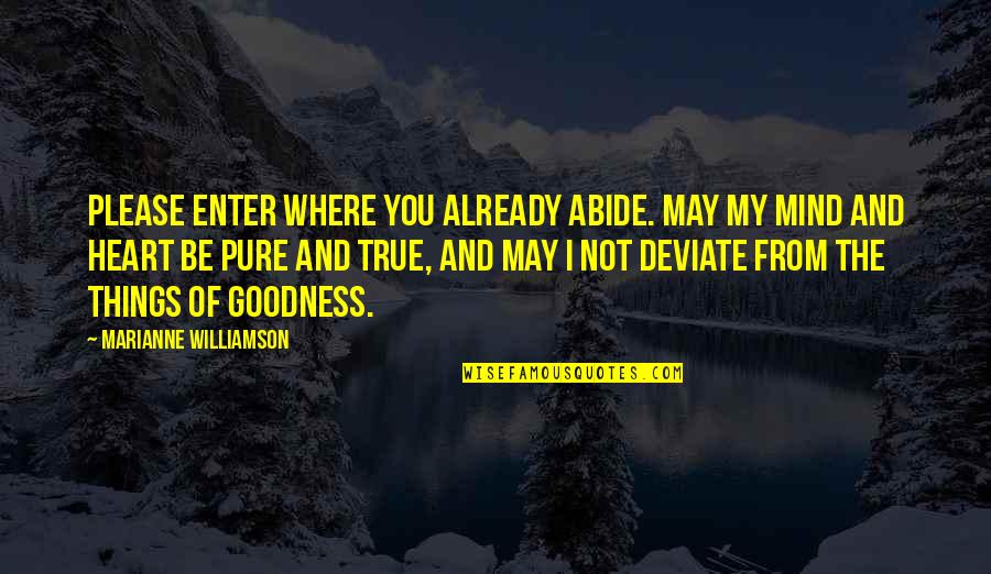 My Mind And Heart Quotes By Marianne Williamson: Please enter where You already abide. May my