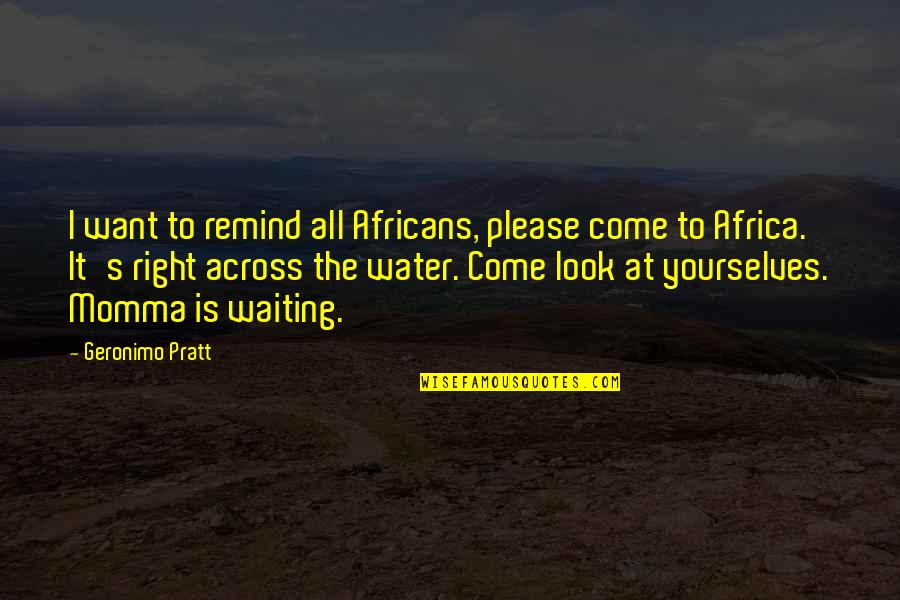 My Momma Quotes By Geronimo Pratt: I want to remind all Africans, please come