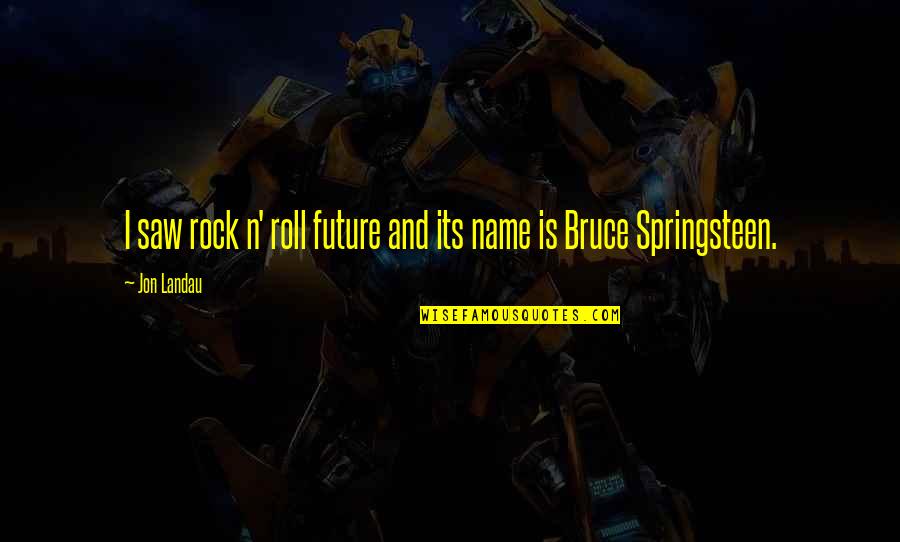 My Name Is Bruce Quotes By Jon Landau: I saw rock n' roll future and its