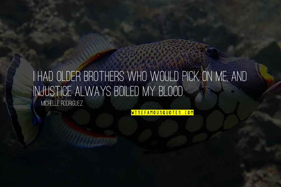 My Older Brother Quotes By Michelle Rodriguez: I had older brothers who would pick on My Older Brother Quotes By Michelle Rodriguez: I had older brothers who would pick on