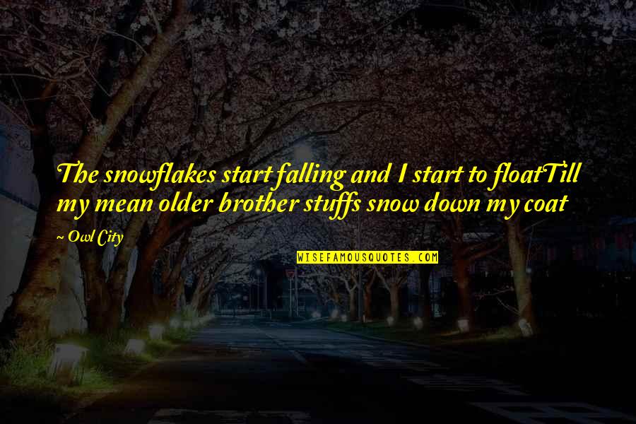 My Older Brother Quotes By Owl City: The snowflakes start falling and I start to My Older Brother Quotes By Owl City: The snowflakes start falling and I start to