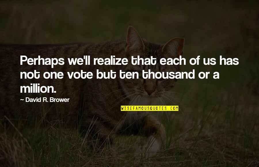 My One In A Million Quotes By David R. Brower: Perhaps we'll realize that each of us has