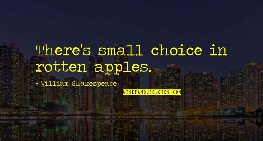 My Own Choice Quotes By William Shakespeare: There's small choice in rotten apples.