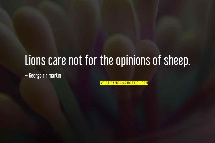 My Own Opinions Quotes By George R R Martin: Lions care not for the opinions of sheep.