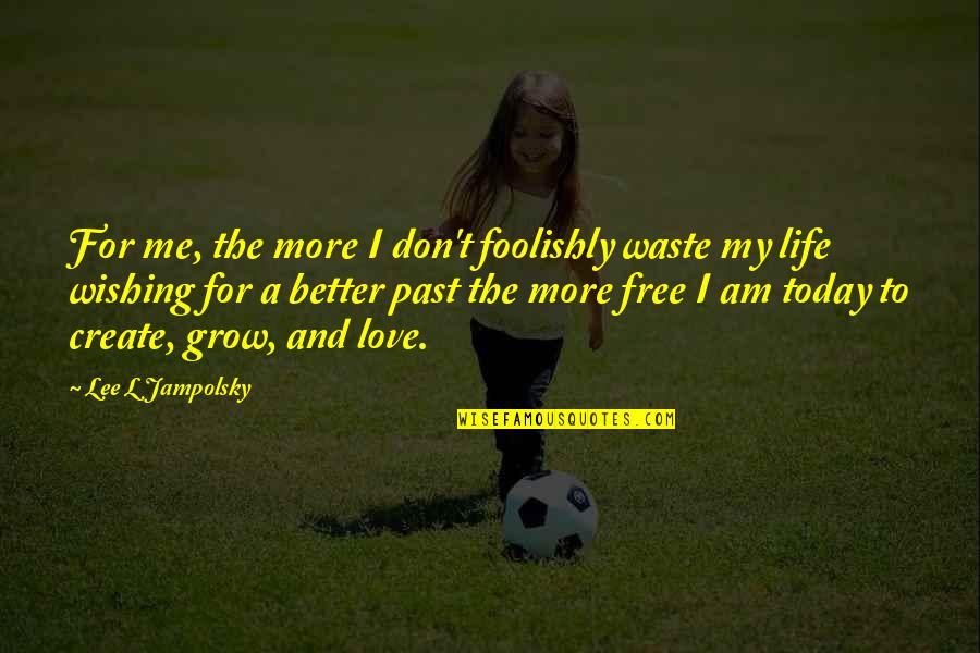 My Past Life Quotes By Lee L Jampolsky: For me, the more I don't foolishly waste