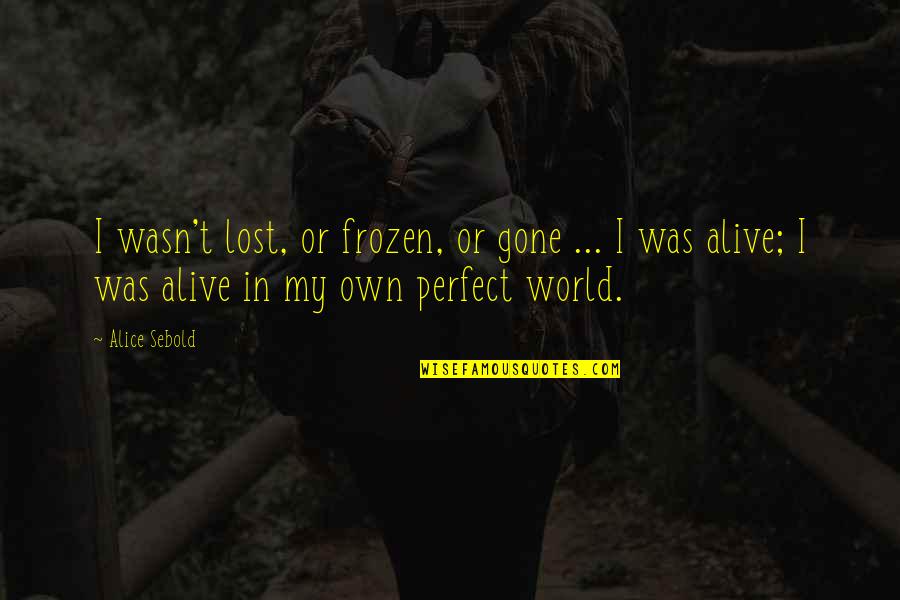 My Perfect World Quotes By Alice Sebold: I wasn't lost, or frozen, or gone ... My Perfect World Quotes By Alice Sebold: I wasn't lost, or frozen, or gone ...