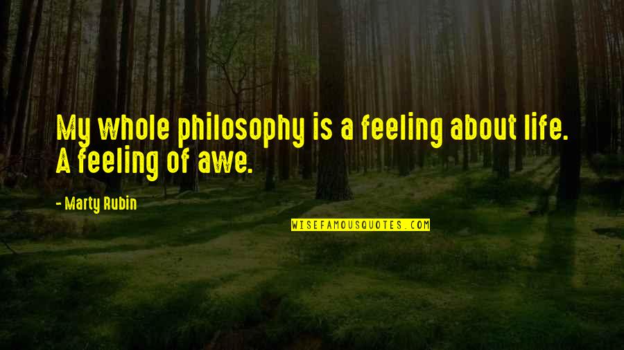 My Philosophy Of Life Quotes By Marty Rubin: My whole philosophy is a feeling about life.