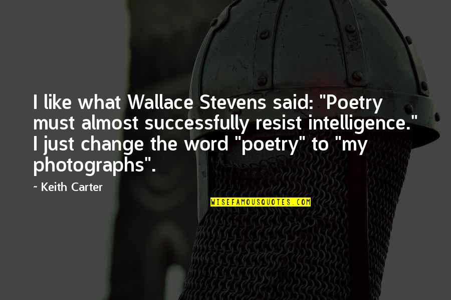 My Photography Quotes By Keith Carter: I like what Wallace Stevens said: "Poetry must