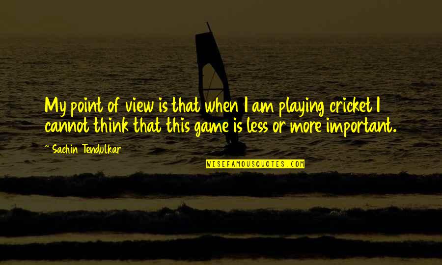 My Point Of View Quotes By Sachin Tendulkar: My point of view is that when I My Point Of View Quotes By Sachin Tendulkar: My point of view is that when I