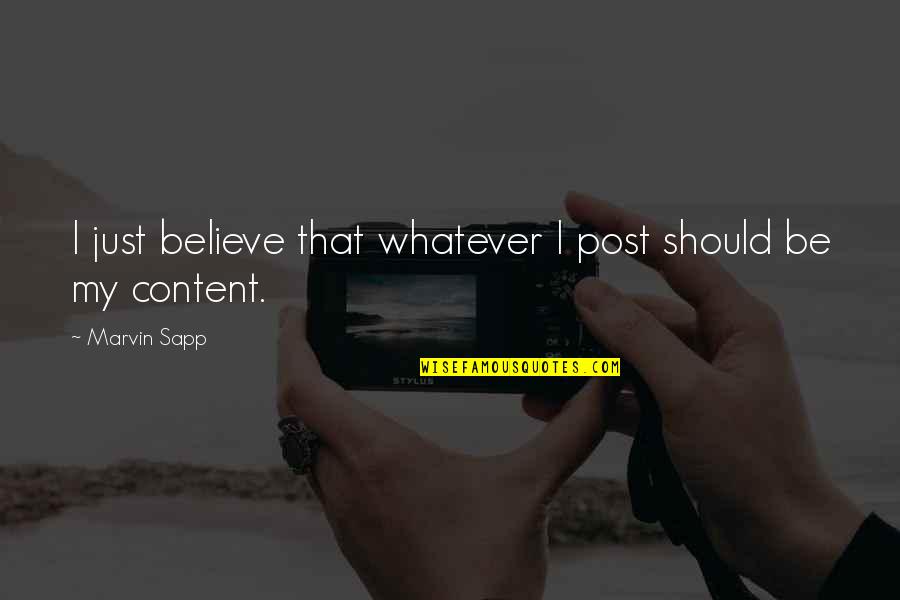 My Post Quotes By Marvin Sapp: I just believe that whatever I post should