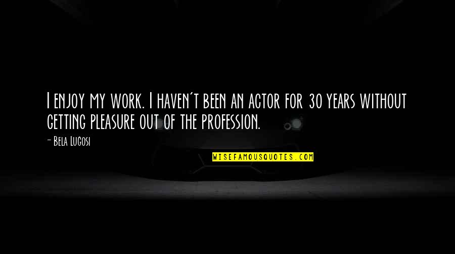 My Profession Quotes By Bela Lugosi: I enjoy my work. I haven't been an