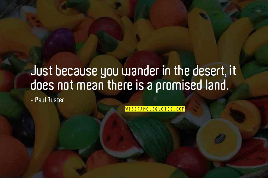 My Promised Land Quotes By Paul Auster: Just because you wander in the desert, it