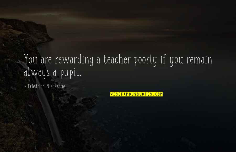 My Pupils Quotes By Friedrich Nietzsche: You are rewarding a teacher poorly if you