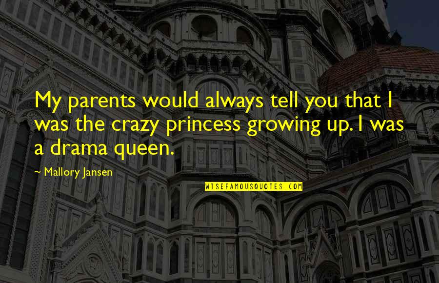 My Queen And Princess Quotes By Mallory Jansen: My parents would always tell you that I My Queen And Princess Quotes By Mallory Jansen: My parents would always tell you that I
