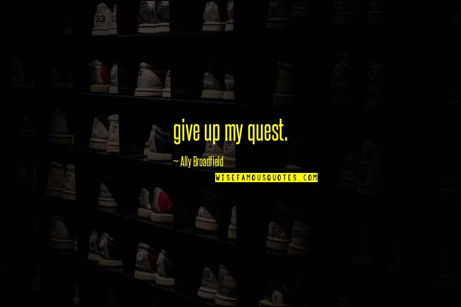 My Quest Quotes By Ally Broadfield: give up my quest.
