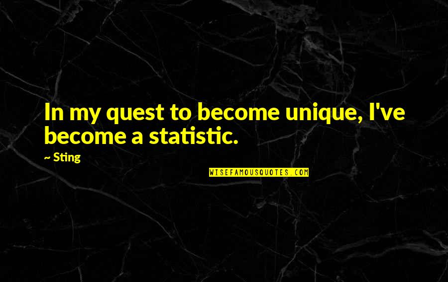My Quest Quotes By Sting: In my quest to become unique, I've become